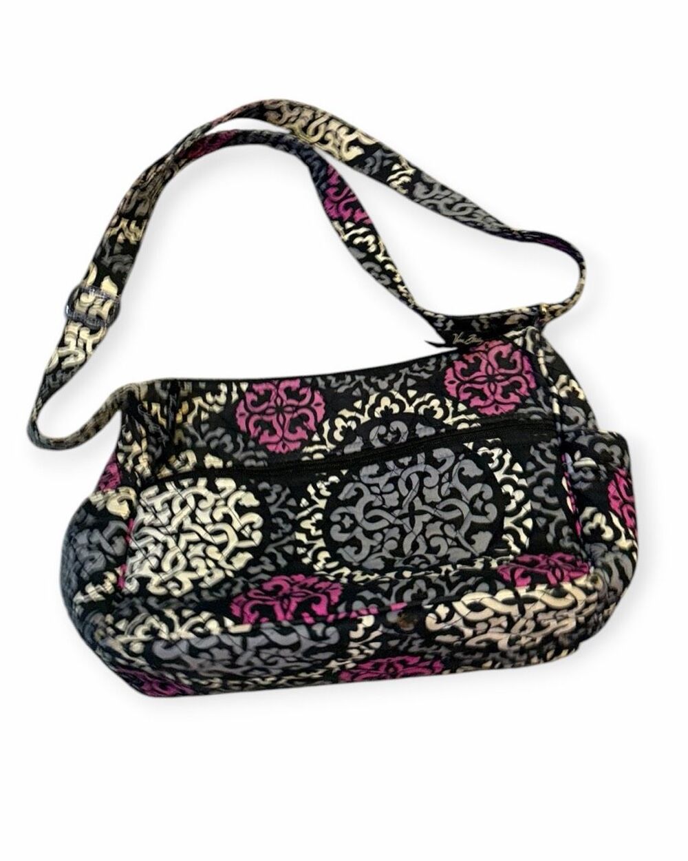 VERA BRADLEY Canterbury Magenta Quilted Crossbody Bag Black Pink Gray Retired